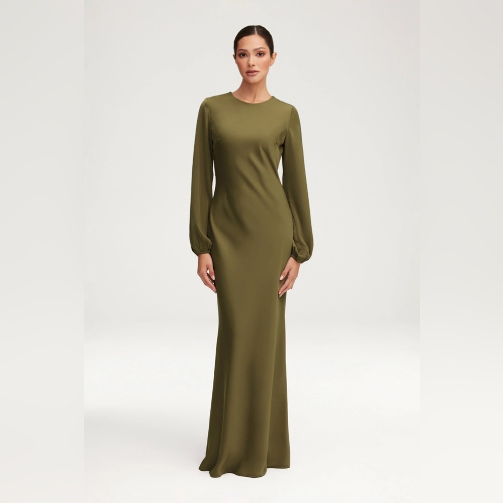 veiled collection kamila dress in olive night